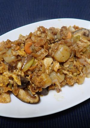 ホタテ稚貝と椎茸の卵炒め-レシピのメイン写真
