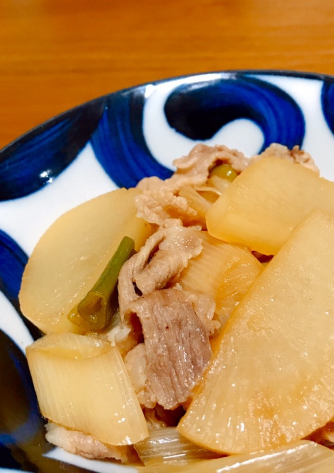 簡単美味しい！豚肉と大根とネギの煮物-レシピのメイン写真