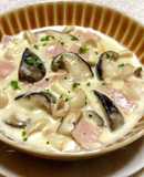 椎茸・しめじ・エリンギとハムのクリーム煮