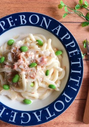 ＊鮭と枝豆のクリームうどん＊-レシピのメイン写真