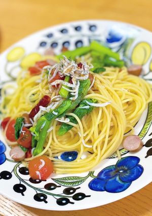 菜の花としらすのペペロンチーノ-レシピのメイン写真