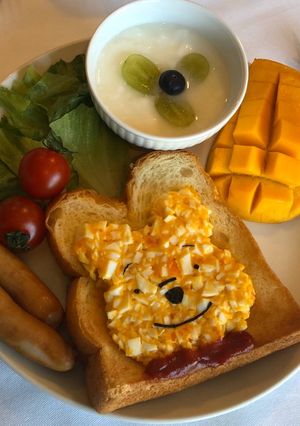 ☆朝ご飯に簡単かわいいプーさんトースト☆-レシピのメイン写真