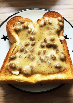 はちみつマーガリン＆納豆トースト-レシピのメイン写真