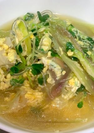 ふんわり卵とカイワレみょうがのスープ-レシピのメイン写真