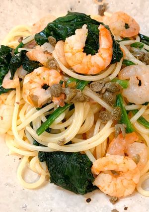 エビとほうれん草のアンチョビスパゲティー-レシピのメイン写真