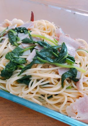 ほうれん草とベーコンのペペロンチーノ-レシピのメイン写真