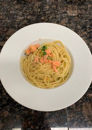 超簡単　サーモンと豆苗のパスタ-レシピのメイン写真