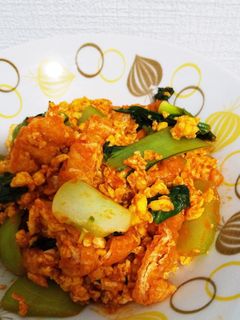 油揚げチンゲン菜卵のバタケチャ炒め-レシピのメイン写真