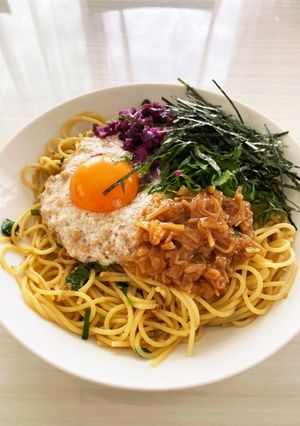 五右衛門　３種のネバネバ　みたいなパスタ-レシピのメイン写真