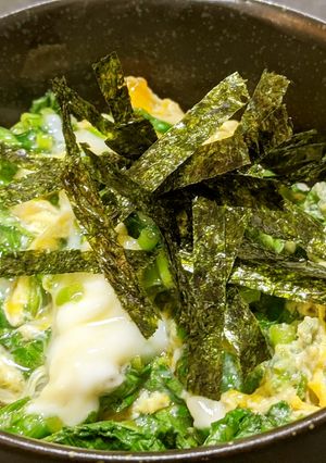 3ステップで超簡単!ミツバの麺つゆ卵丼-レシピのメイン写真