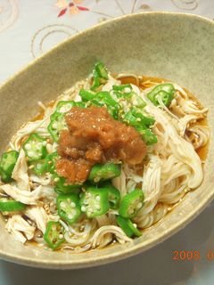 梅とオクラのそうめん-レシピのメイン写真
