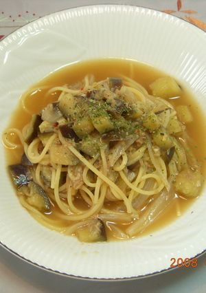 ナスとツナのスープパスタ-レシピのメイン写真