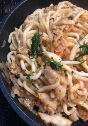 大葉入り豚キムチうどん！-レシピのメイン写真