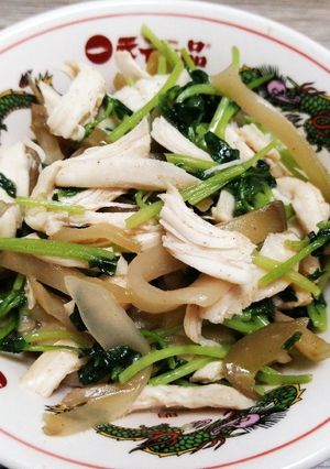 今日のおつまみ12日目、ささみ豆苗中華風-レシピのメイン写真