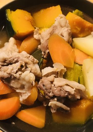 備蓄食材活用●冷凍豚肉のカボチャ煮-レシピのメイン写真
