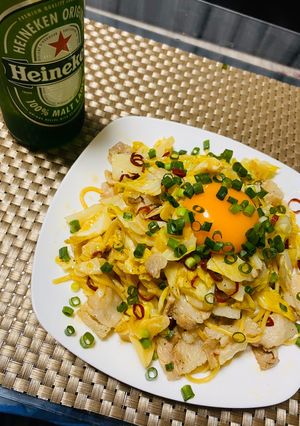ゴマ油香る♪キャベツと豚バラ肉の油パスタ-レシピのメイン写真