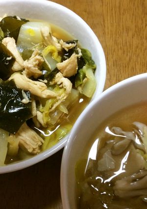 炒め物(白菜・生ワカメ・茹でササミ)-レシピのメイン写真