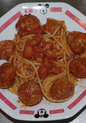 #例のパスタ（ミートボールパスタ）-レシピのメイン写真