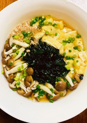 レンチンで！ツナ缶×油揚げの簡単スープ-レシピのメイン写真