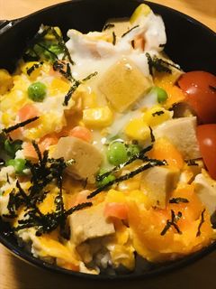 丼弁当●高野豆腐と野菜ミックスの玉子丼-レシピのメイン写真