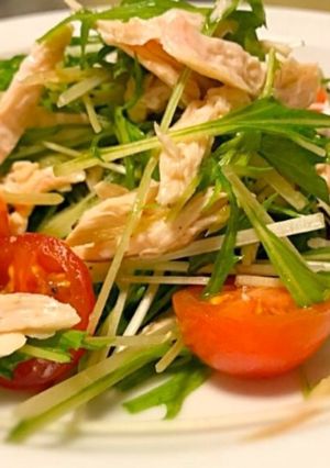 みょうがの香り♪水菜とササミのサラダ-レシピのメイン写真