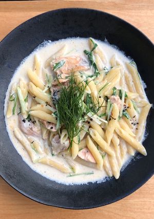 【簡単】鮭と水菜のレモンクリームペンネ-レシピのメイン写真