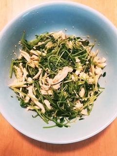 豆苗とササミのごま醤油和え-レシピのメイン写真