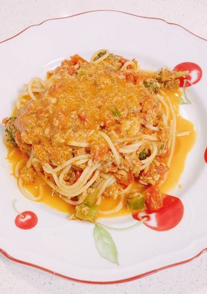 サバのトマトクリームパスタ♪-レシピのメイン写真