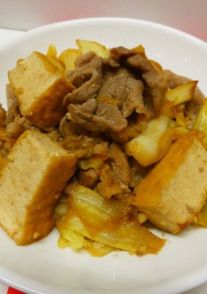 豚肉・厚揚げ・キャベツのスタミナ味噌炒め-レシピのメイン写真
