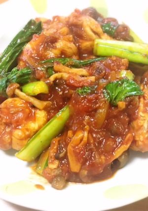 手羽元と江戸菜のトマト煮込み-レシピのメイン写真
