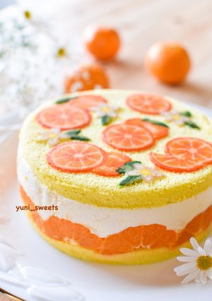 オレンジ柄デコケーキ-レシピのメイン写真