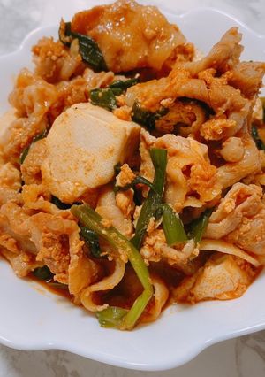 赤からの豚ニラ豆腐煮-レシピのメイン写真