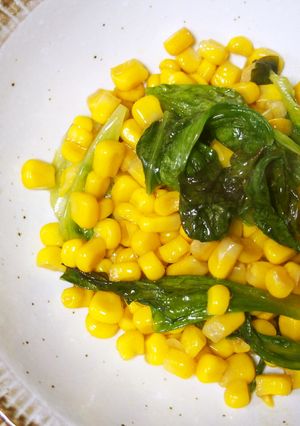 コーン・レタスのさっと醤油炒め♪-レシピのメイン写真