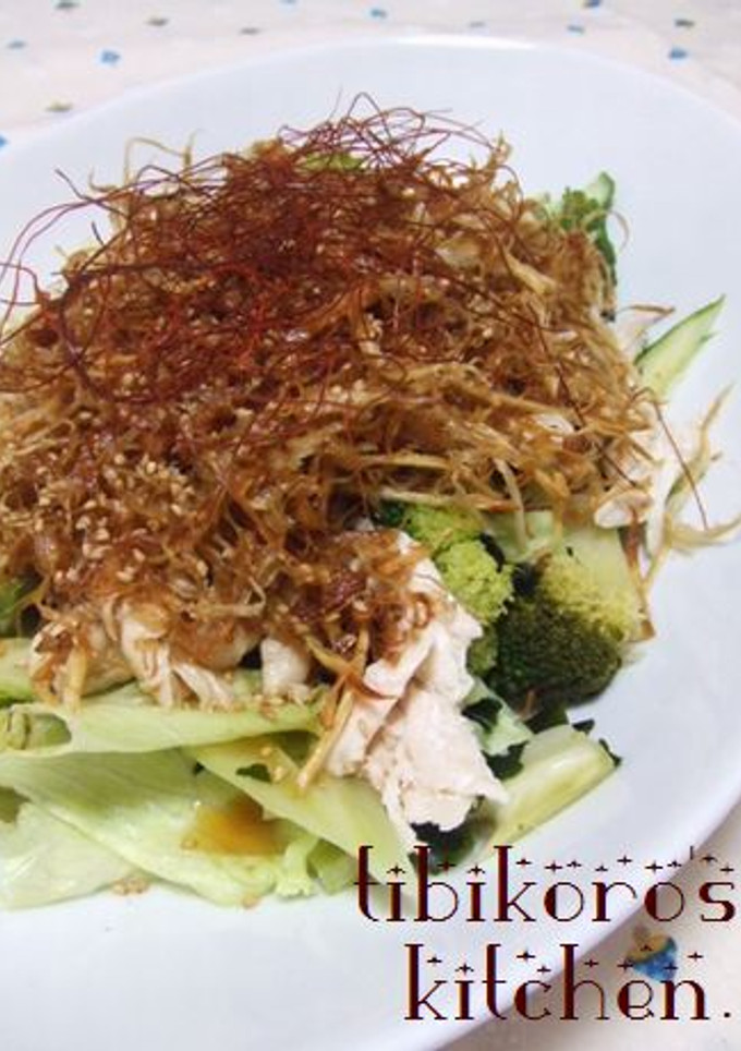 蒸し鶏と揚げごぼうのおかずサラダ☻-レシピのメイン写真