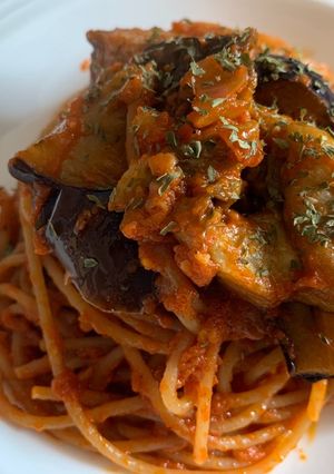 【ヘルシー全粒粉ナスのトマトパスタ】-レシピのメイン写真