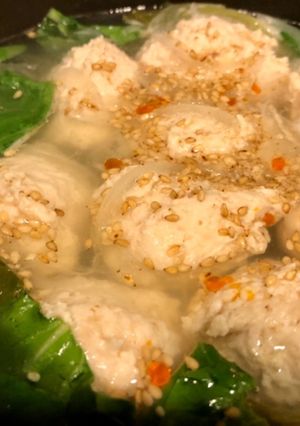 むっちり鶏団子と青梗菜のスープ-レシピのメイン写真