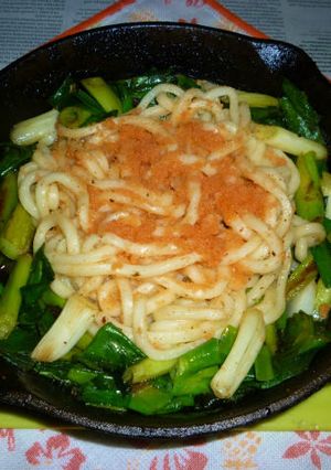 九条ネギ＋辛子明太子の焼きうどん-レシピのメイン写真