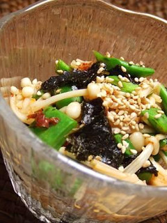 モロッコインゲンとエノキの海苔豆板醤あえ-レシピのメイン写真