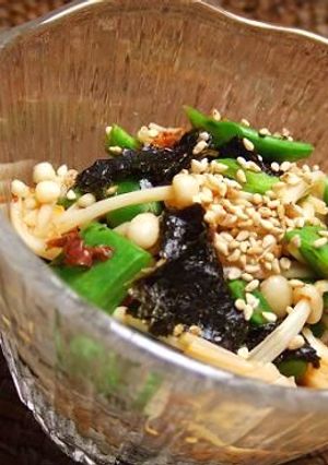 モロッコインゲンとエノキの海苔豆板醤あえ-レシピのメイン写真