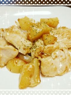 玉ねぎ☆じゃがいも☆鶏胸肉の醤油マヨ炒め-レシピのメイン写真