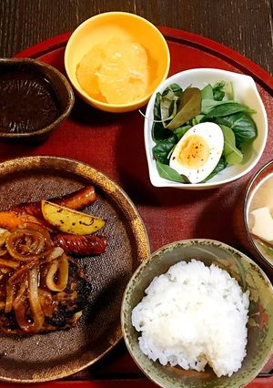 デミグラスハンバーグ定食-レシピのメイン写真