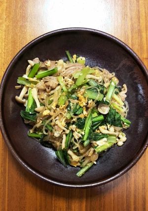 豚肉と春雨、小松菜の炒め物-レシピのメイン写真