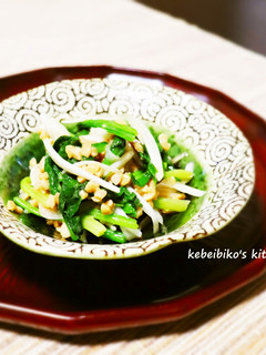 旬の新玉葱とほうれん草のひきわり納豆和え-レシピのメイン写真