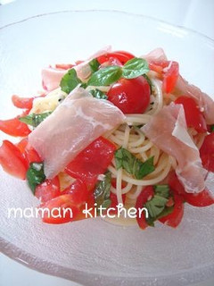 トマト♡生ハム♡バジルの冷製パスタ-レシピのメイン写真