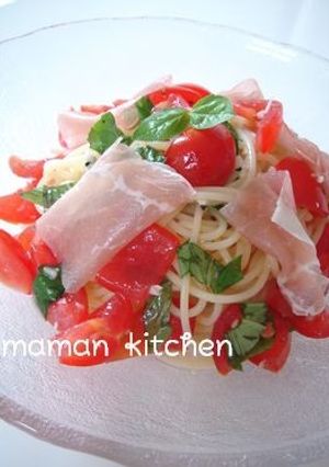 トマト♡生ハム♡バジルの冷製パスタ-レシピのメイン写真