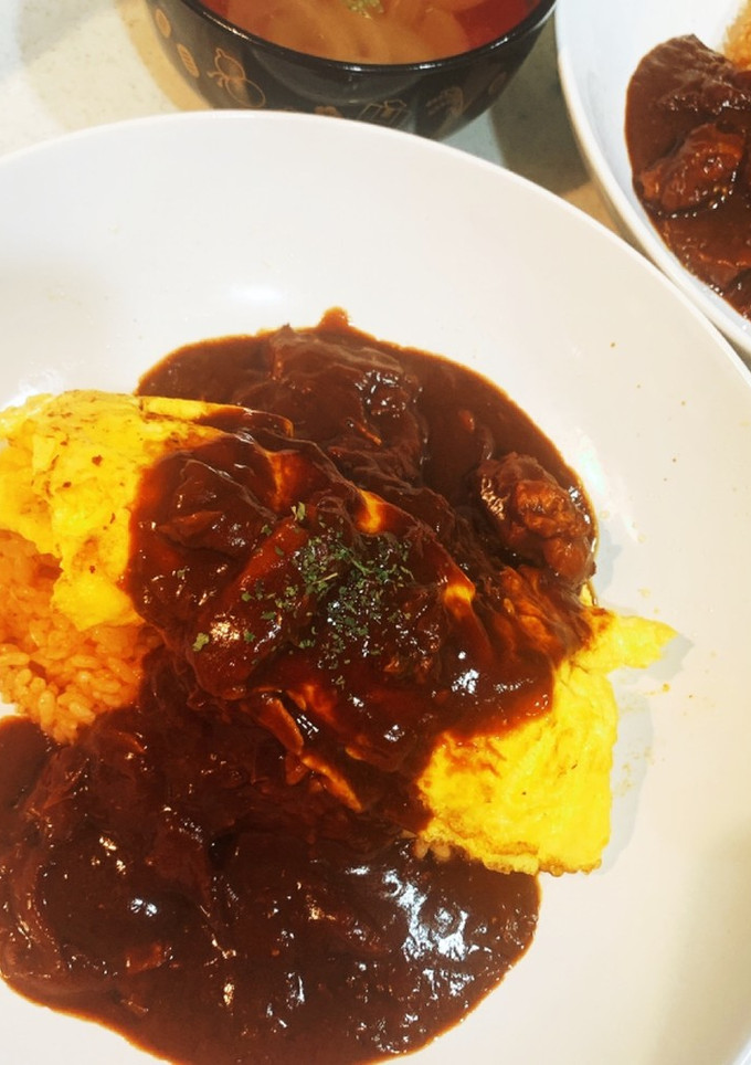 鯖とトマトの煮物の残り物オムライス-レシピのメイン写真