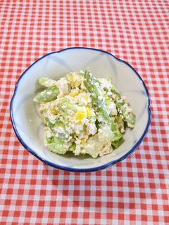 レタスとアスパラの洋風白和え-レシピのメイン写真