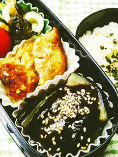 鱈のムニエルと揚げ茄子味噌かけのお弁当-レシピのメイン写真