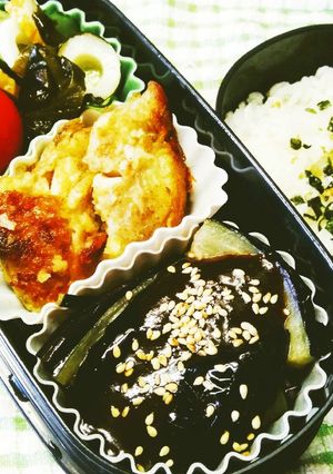 鱈のムニエルと揚げ茄子味噌かけのお弁当-レシピのメイン写真