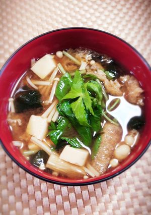 ★豆腐とエノキとみつばのお味噌汁★-レシピのメイン写真